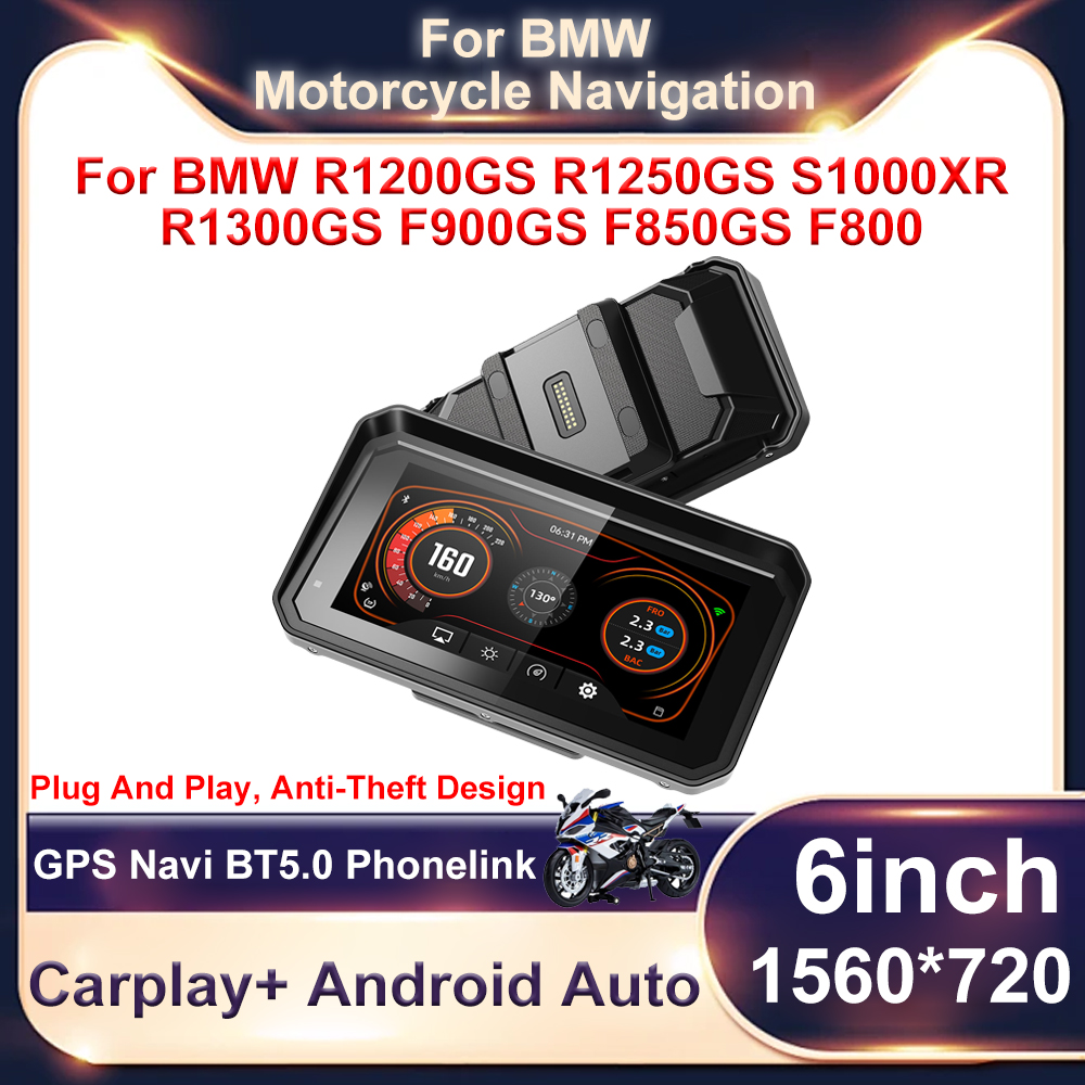 6 "BMW R1200GS R1250GS S1000XR ワイヤレス CarPlay モト Android 自動ポータブルデジタルオートバイ 2 18K HD ダッシュボード GPS ナビゲーション