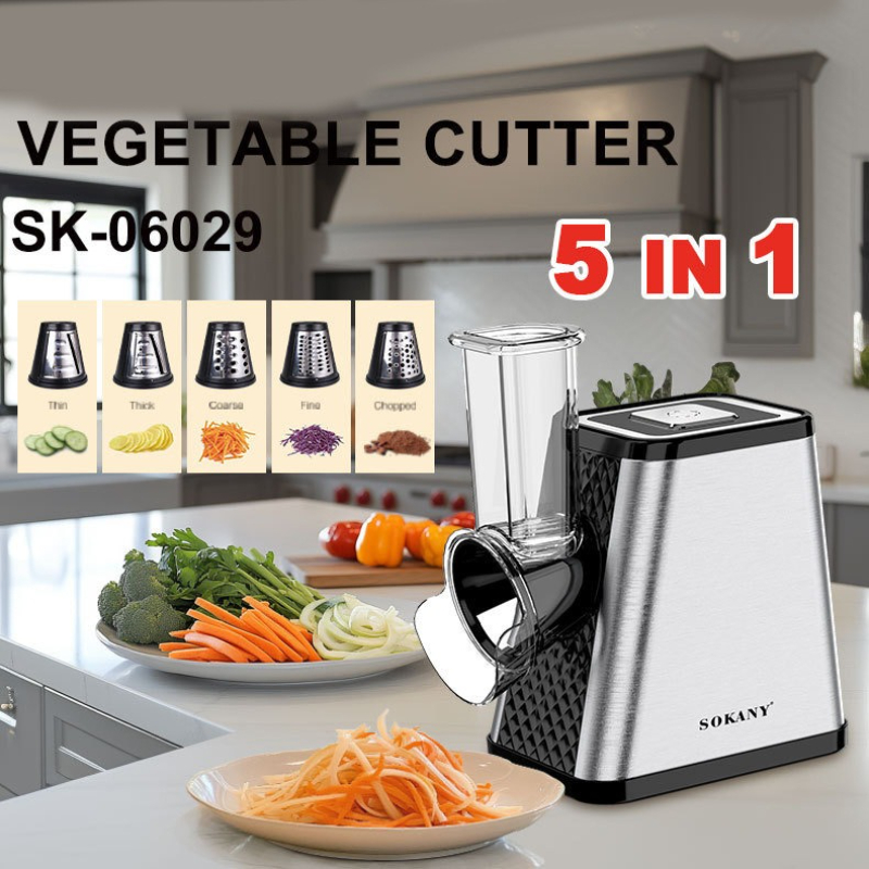 5-in-1 電動野菜カッター、多機能ホームフードチョッパー、サラダメーカーキッチンスライサー、フードプロセッサー