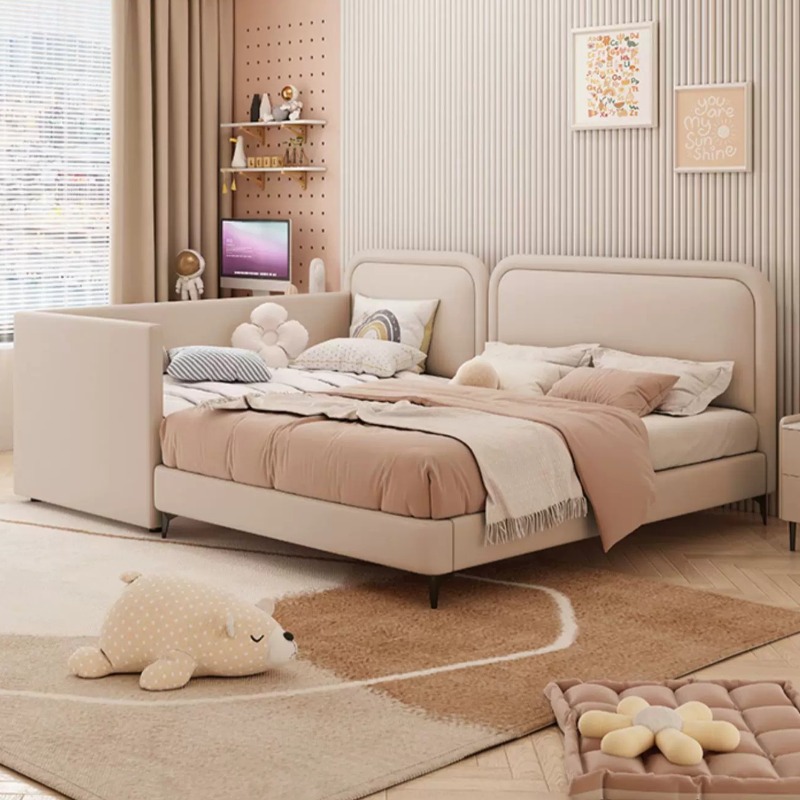 & Adults Queen Kids Room Bedroom Beds Family Children Guardrail Full Size Bed Frames 180x200cm Luxury Many People Home Furniture