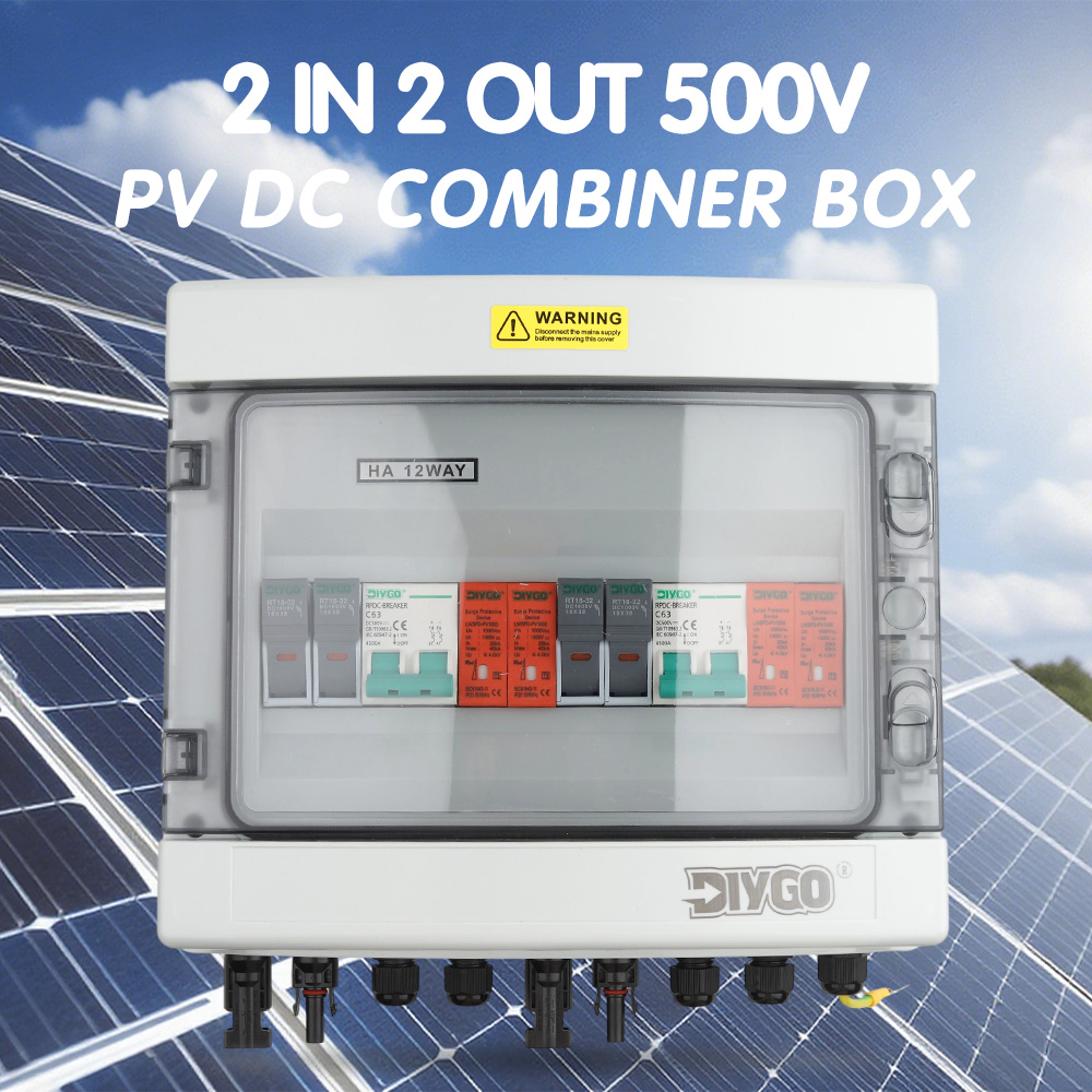 500V 2 で 2 アウトソーラー PV コンバイナボックスサージ雷配電保護 DC ヒューズ IP65 防水 16/20/25/32/40/50/63 A