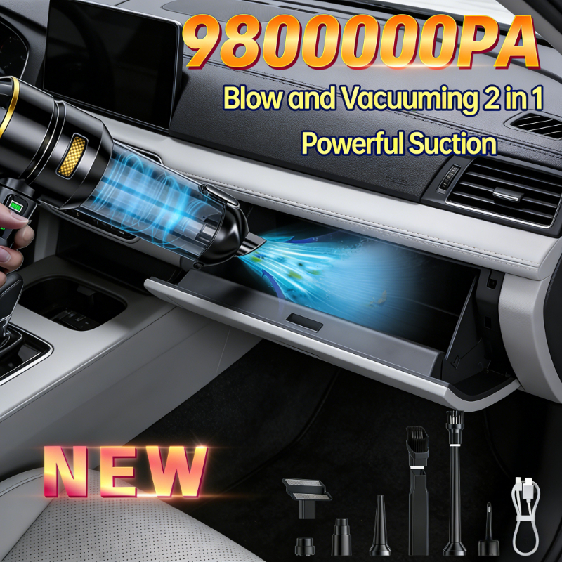 車の掃除機 LED ランプクリーナー強力なミニ 98000PA コードレスポータブル掃除機家庭用電化製品ハンドヘルド送風機車のクリーナー