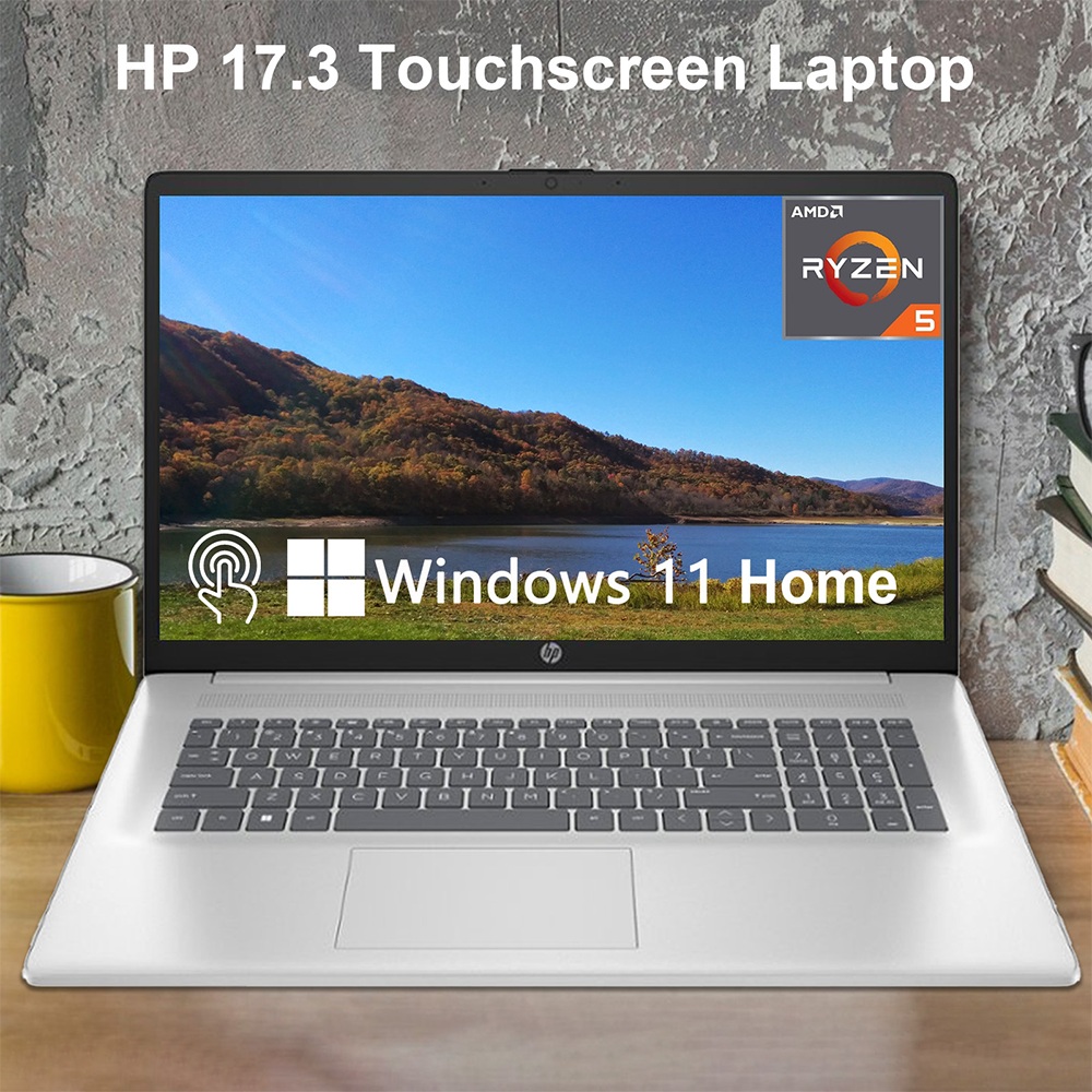 HP 17.3インチ HD タッチスクリーン ビジネス ラップトップ、AMD Ryzen 5 7530U(Beats i7-1165G7) ラップトップ コンピューター、最大 64GB RAM、4TB SSD、WiFi 6