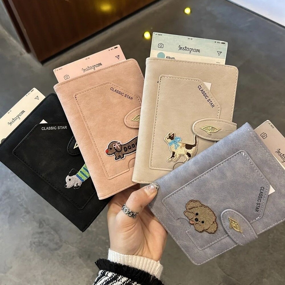 漫画の動物デザイン RFID パスポートカバー刺繍犬チケットクランプかわいいパスポートカバー防水素材