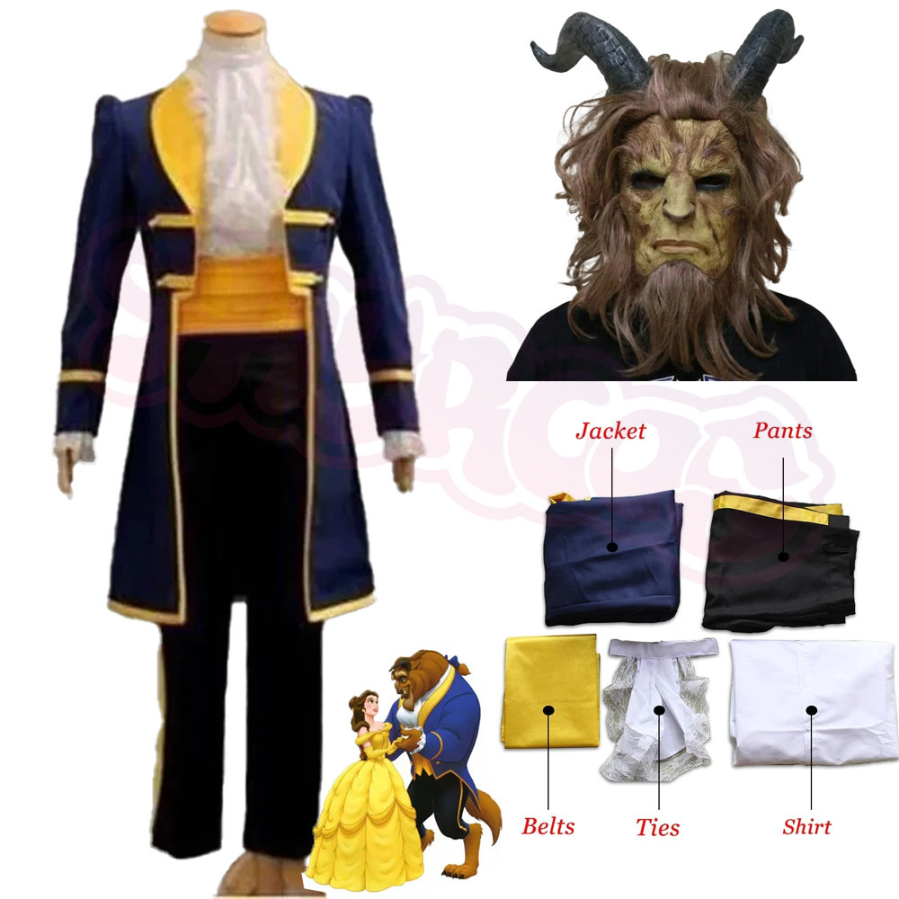 映画獣王子 Cos 衣装美容王子獣コスプレ衣装成人男性用ハロウィンアニメ王子獣スーツ追加マスク