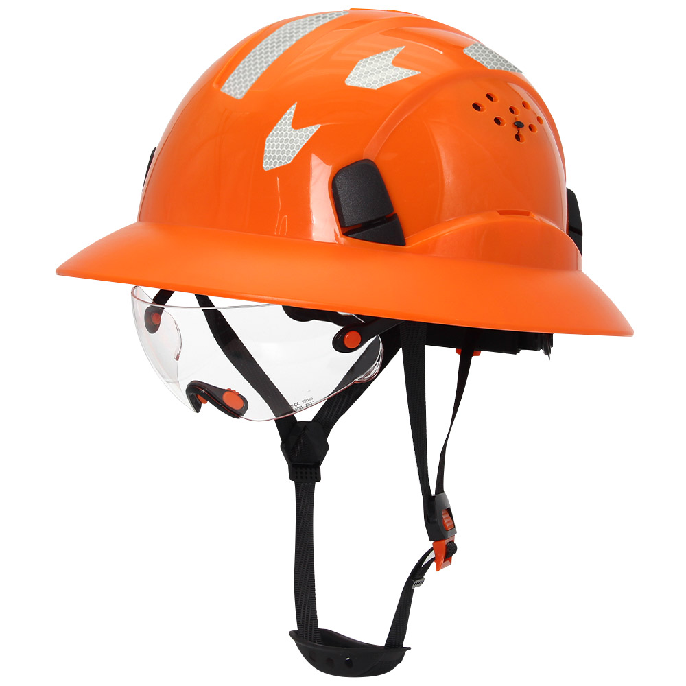 CE フルつば安全ヘルメット内蔵ゴーグル反射ステッカー通気性衝突防止建設作業ヘルメット
