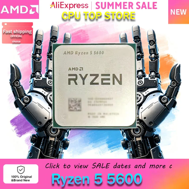 AMD R5 5600 フェルメールアーキテクチャプロセッサ 6Core12 スレッドオーバークロック可能なチップ予算ゲーム用マルチタスクソケット AM4 ルース CPU