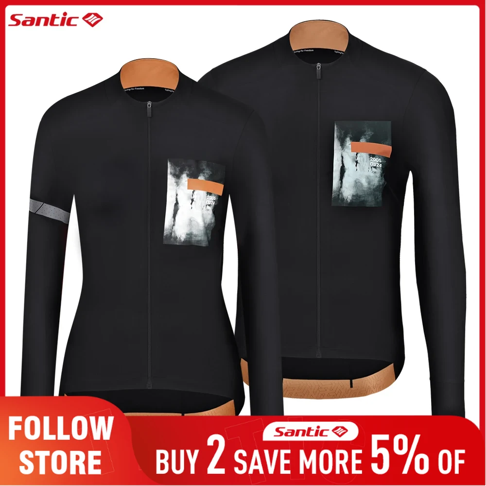 Santic サイクリングジャージ男性の女性の春秋品質自転車服プロフェッショナル長袖 MTB ロードライディングバイクトップス