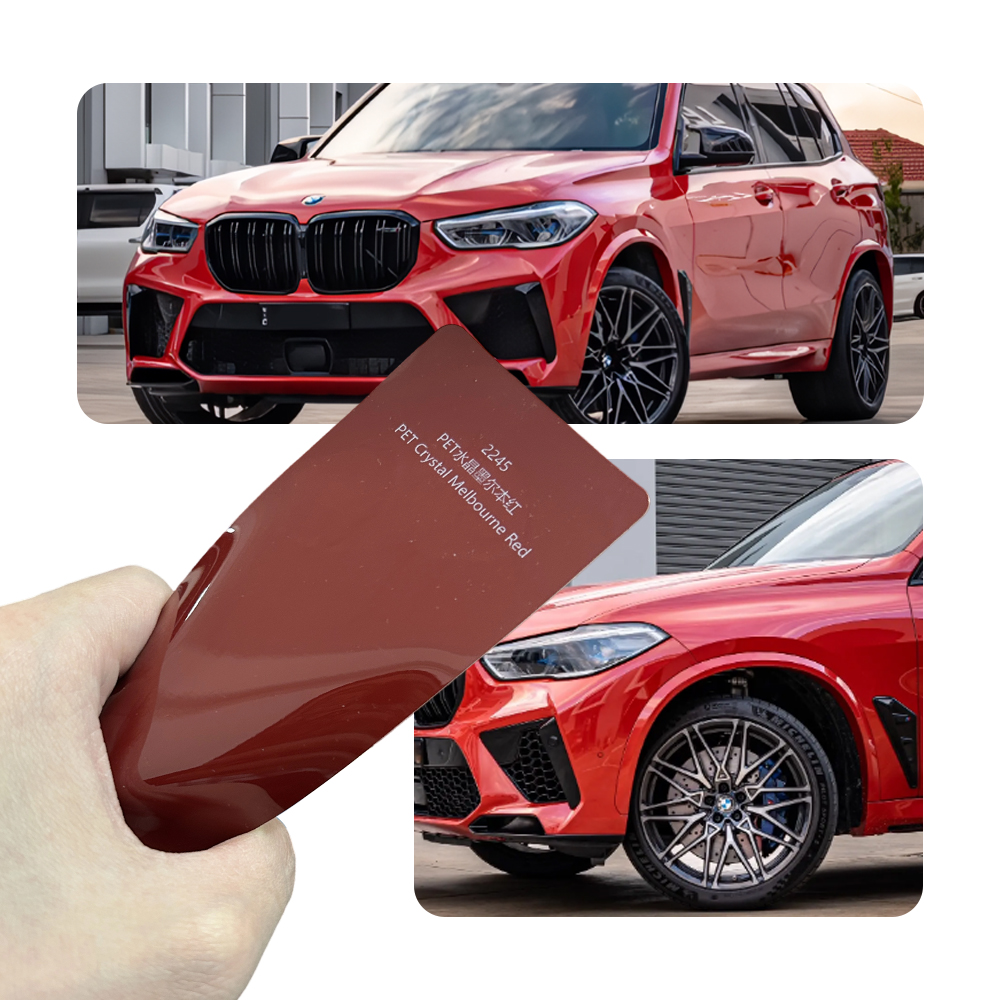 超高輝度クリスタルメルボルンレッドフルカーラップビニール PVC PET 車体ステッカー変色フィルムロールペイント保護 18 メートル