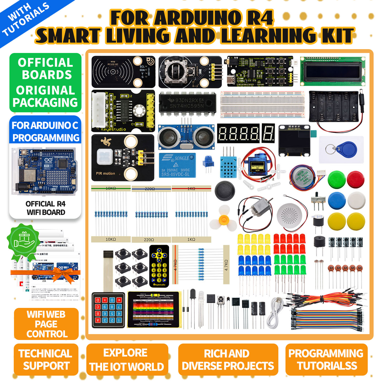 Keyestudio IOT スマートリビング学習キットオリジナル Arduino Uno R4 WIFI/Minima ボード Arduino スターターキットチュートリアル 60 プロジェクト