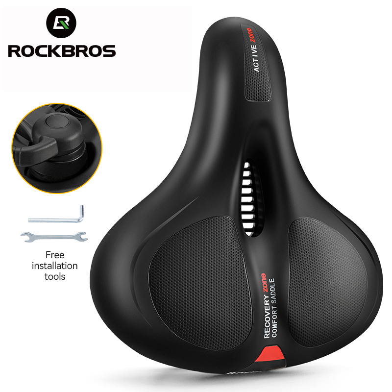 ROCKBROS 自転車サドル防雨 PU 表面ソフトメモリスポンジ耐衝撃サイクリングシート MTB サドル反射自転車サドルシート