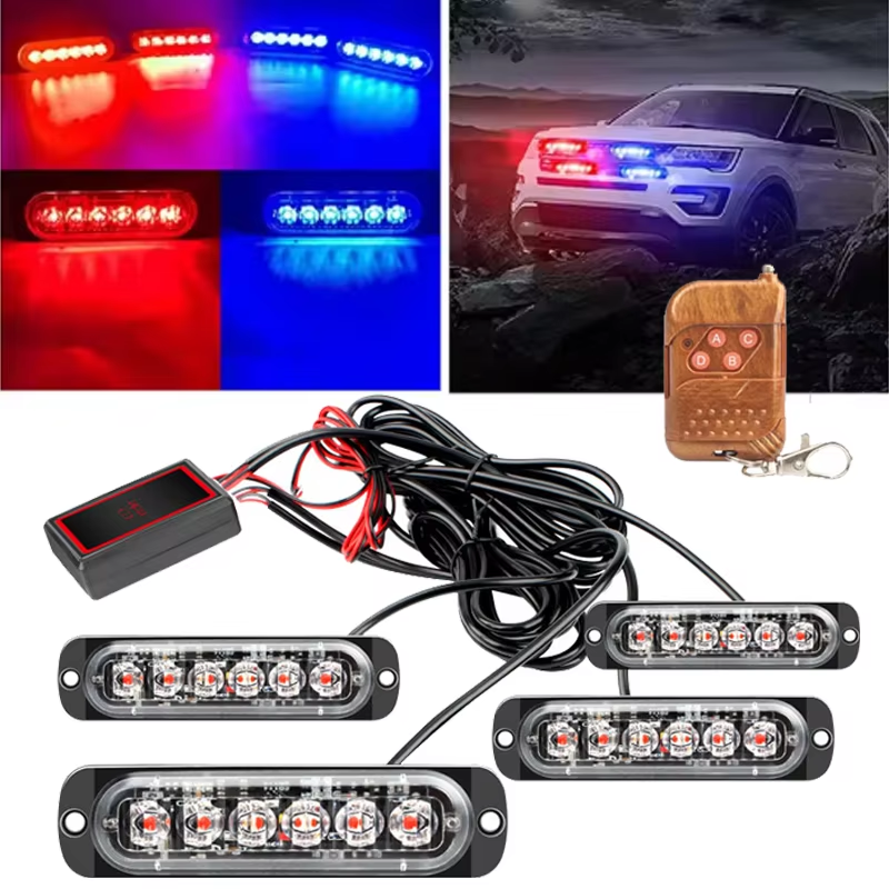 24 LED ストロボライトワイヤレス車緊急点滅ライト車 LED 12V トレーラートラックストロボ警察警告灯自動ダイオードランプ