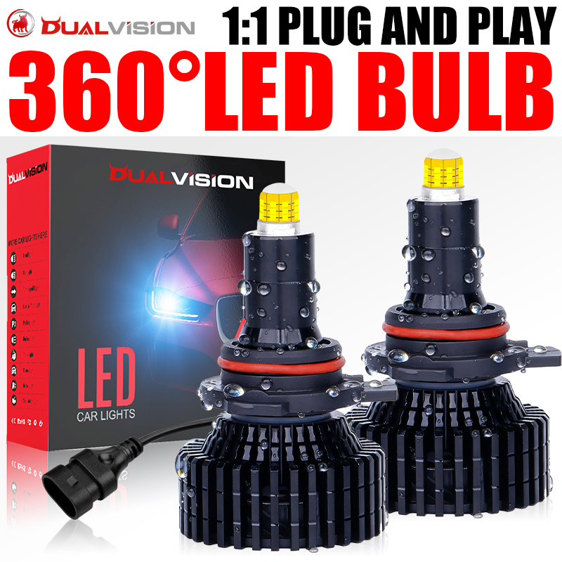 Dualvision H7 H11 H1 LED 車のヘッドライト H8 H9 9005 HB3 9006 HB4 9012 HIR2 6000K 12V Canbus 360 CSP チップ STG オートランプレンズ
