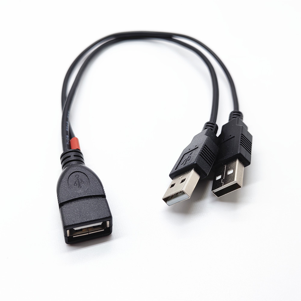 新しい USB 2.0 A オス - USB メス 2 ダブルデュアル電源 USB メススプリッタ延長ケーブルハブ充電プリンタ用