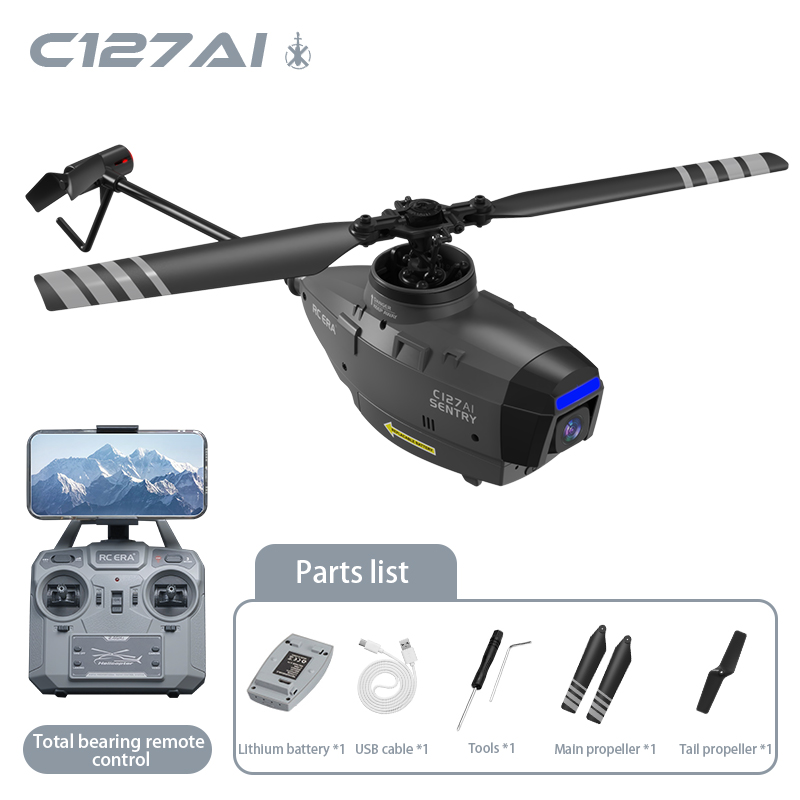 RC ERA C127 AI ブラシレス FPV HD カメラ付きプロフェッショナル 4ch RC ヘリコプターシングルパドルエルロンなし大人用