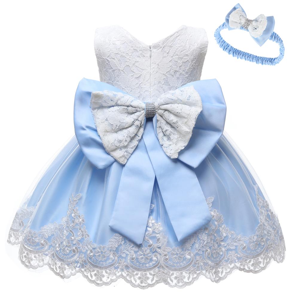 かわいい子供用レースドレスフラワーグリルドレス1歳女の赤ちゃんパーティー洗礼ドレスヘアバンド付き