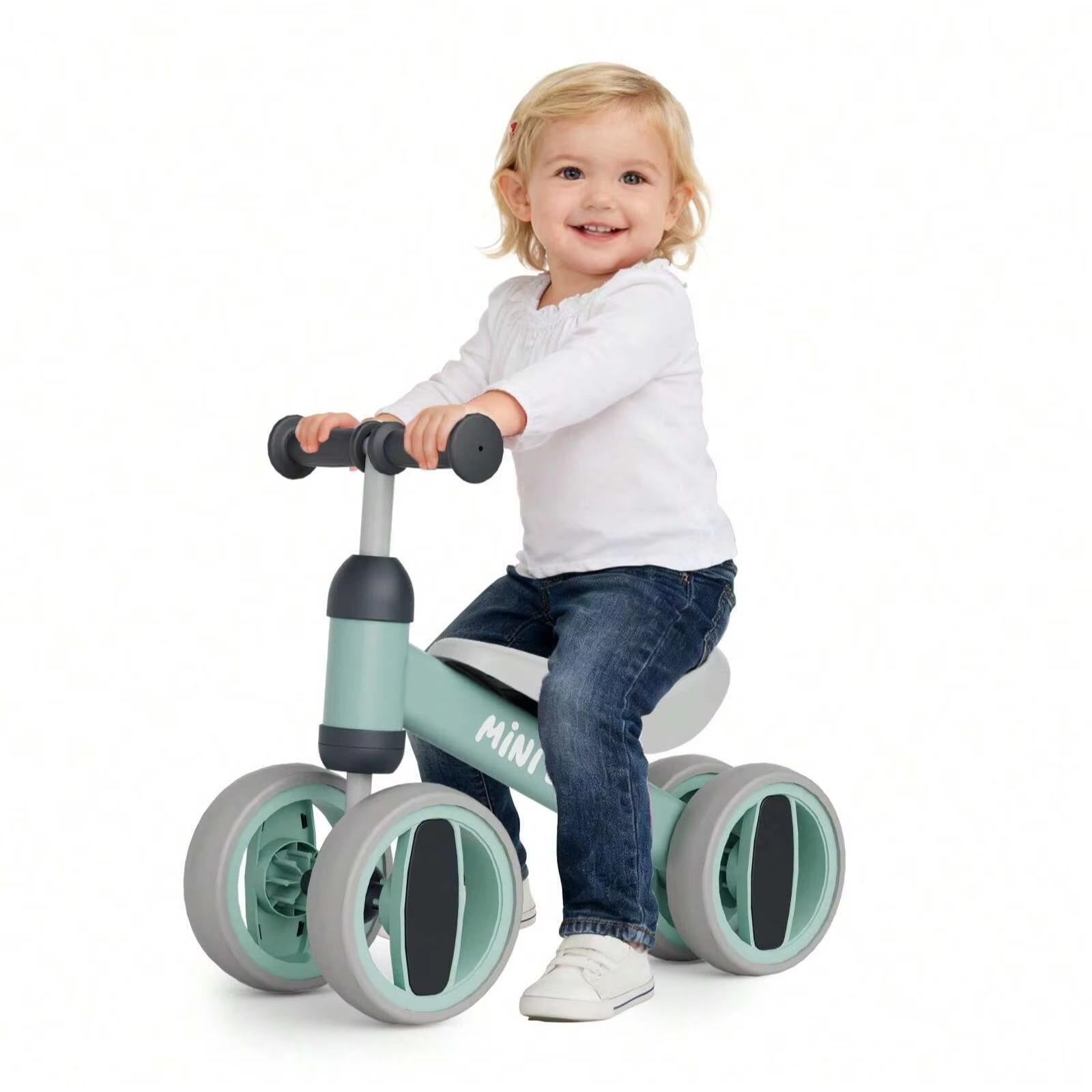 幼児用バランスバイク 10 ～ 24 か月 | 4輪ペダルなし乗用玩具、135°ステアリング、横転防止、軽量3.3ポンド、赤ちゃん男の子女の子用サイレントホイール