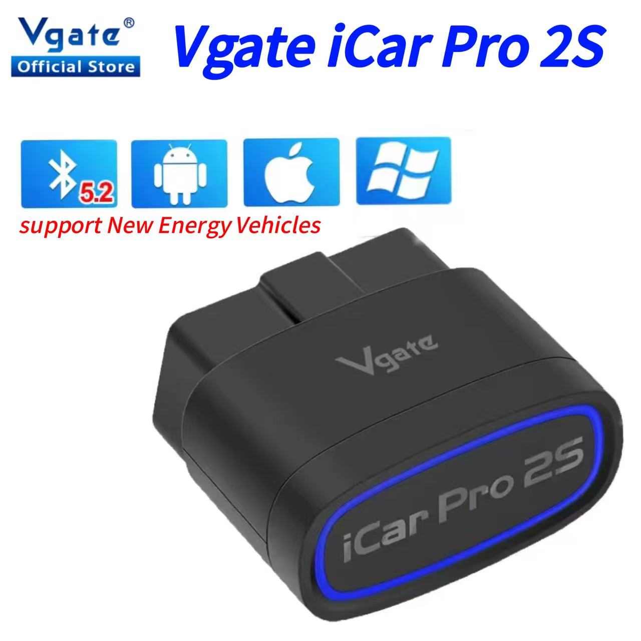 新しい Vgate iCar Pro 2S ELM327 Bluetooth 5.2 V2.3 Android IOS PC アップグレード EV OBD2 車診断ツール OBDII EOBD 自動スキャナ