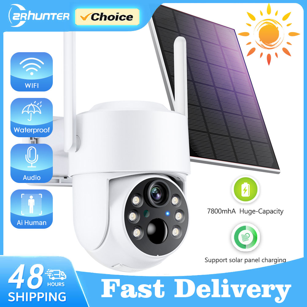 WiFi PTZ カメラ屋外ワイヤレスソーラー IP カメラ 4MP HD 内蔵バッテリービデオ監視カメラ長時間スタンバイ iCsee アプリ