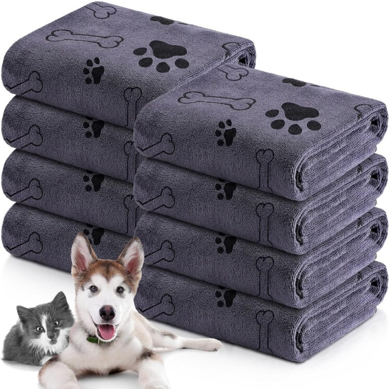 ラベル貼付ペットバスタオル速乾吸収犬猫バス大判タオルソフト速乾用品