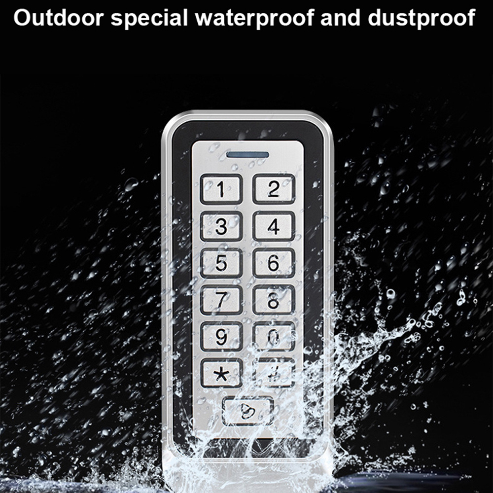 IP66 防水バックライト RFID 金属ドアアクセス制御リーダー Rfid キーパッド 1000 ユーザー 125KHz EM カードドアオープナー
