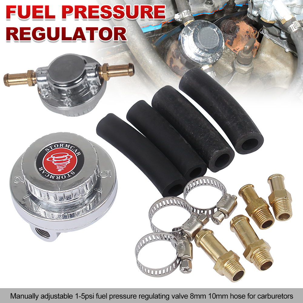 ユニバーサル 1.5 - 5 Psi 燃料圧力レギュレーター 手動調整可能キャブレター キャブレター キャブレター 燃料ポンプ 5/16インチ(8mm) 3/8インチ(10mm) 燃料ライン