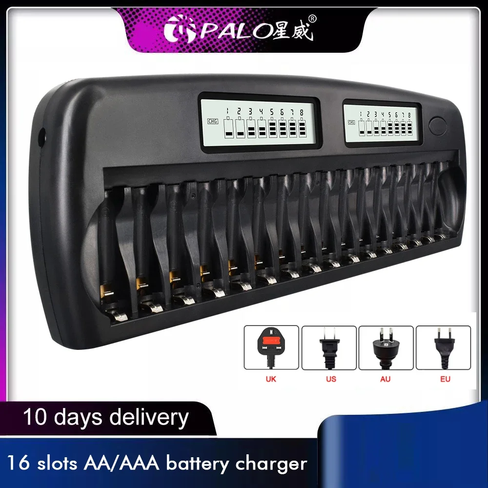 PALO 4-48 スロット AA AAA バッテリー充電器 LCD ディスプレイ 1.2V AA AAA Ni-MH Ni-CD 充電式バッテリー用スマート急速充電器