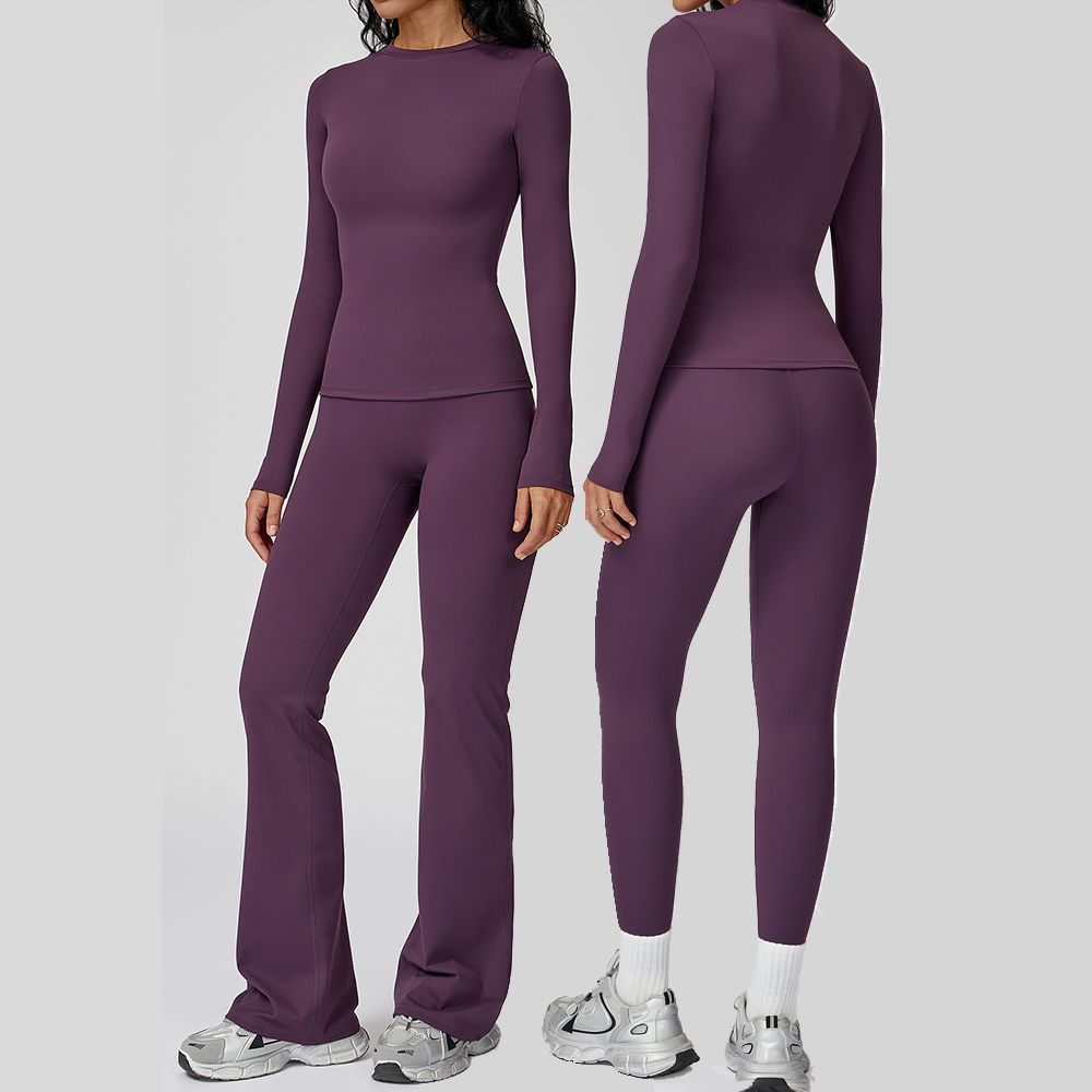 ヨガセット 2 個スポーツウェアスポーツスーツ女性ジャージジム服ワークアウトレギンスフィットネスブラジャークロップトップ長袖スポーツスーツ