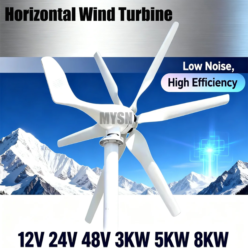48V 水平風力タービン発電機 8KW 12V 新エネルギー風力タービン 24V 6 ブレード発電機 MPPT コントローラ風車 3KW