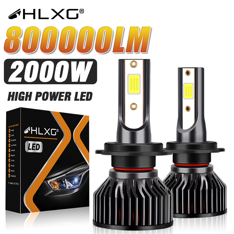 HLXG H4 LED H7 H11 車のヘッドライト電球 2000 ワットハイパワー CSP H1 H3 H8 9005 HB3 9006 HB4 9012 HIR2 ターボランプ 6000K 車のライト 12V