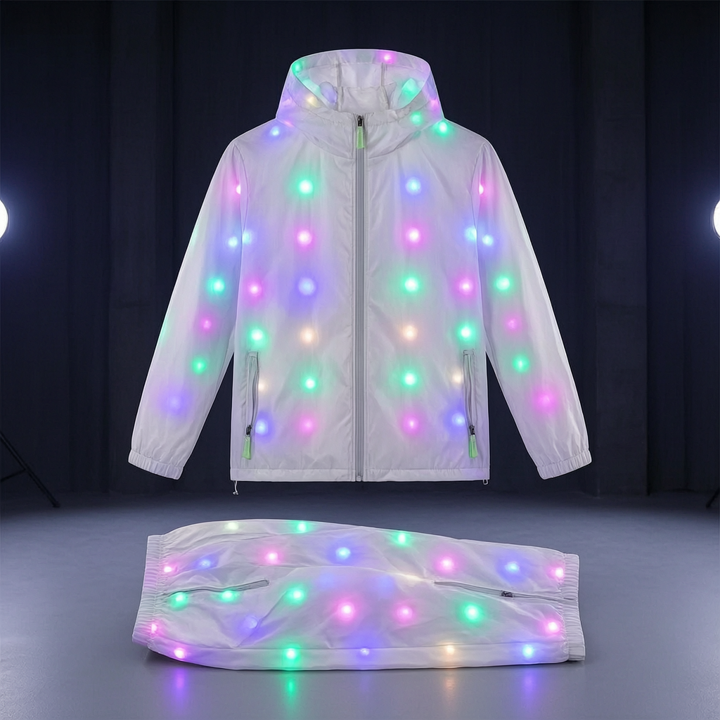 LED コスチューム セット暗闇で光るジャケットとパンツ防水ナイト ラン ハロウィーン パーティー ダンス