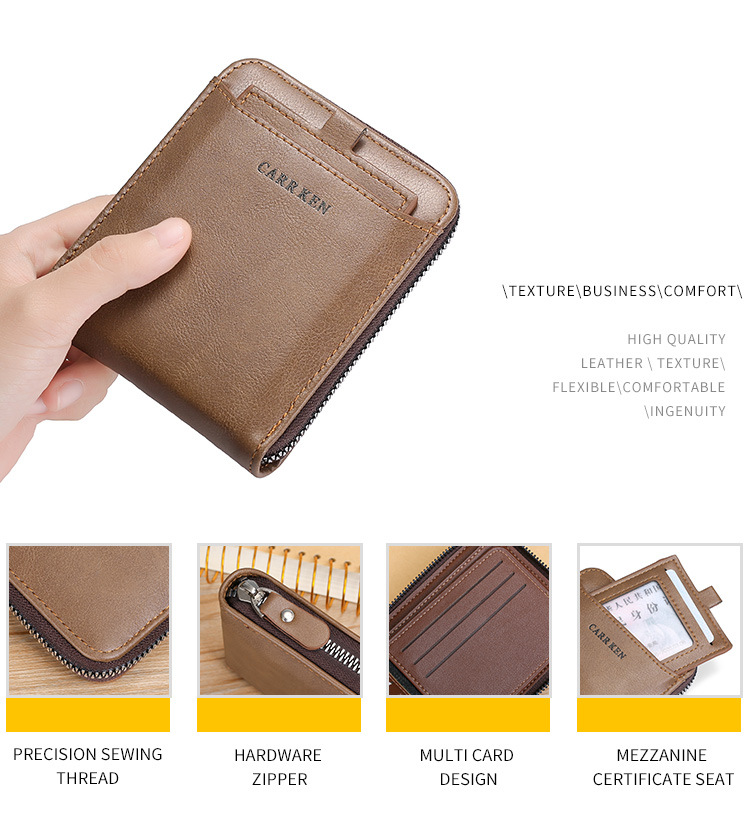 男性リターンショート財布レザー名刺ホルダージッパー財布高級財布 RFID 保護財布 Carteira Masculina