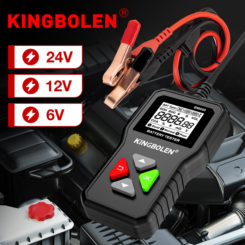 KINGBOLEN BM550 、 BM550 PLUS 車バッテリーテスター 6V 12V 24V バッテリーシステム検出自動バッテリーアナライザー車バッテリーツール SOC SOH
