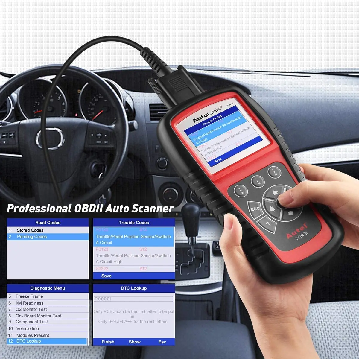Autel AUtoLink AL619 AL519 OBD2 スキャナ車診断ツールコードリーダー Automotoriz ABS、SRS 自動車 EOBD 診断