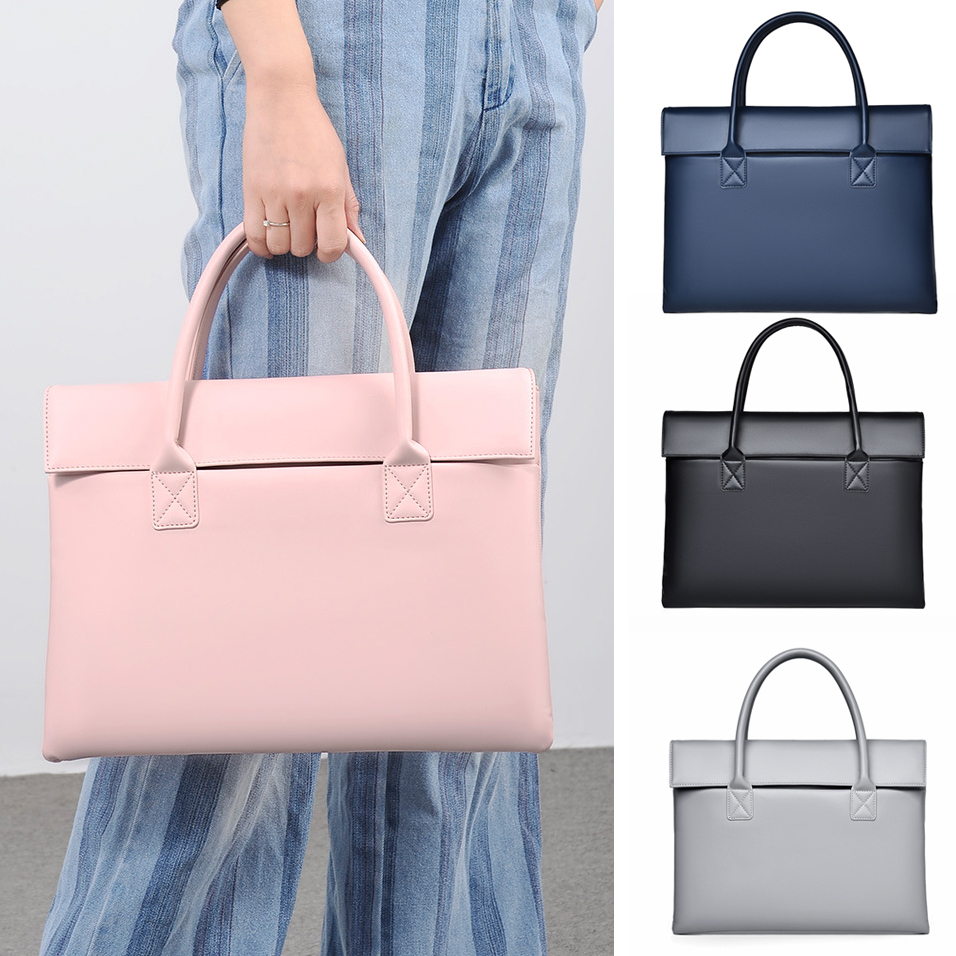 ブリーフケース女性エグゼクティブ PU レザーハンドバッグオフィスワークビジネス通勤会議シンプルな耐久性のあるバッグ男性 14 インチのラップトップ