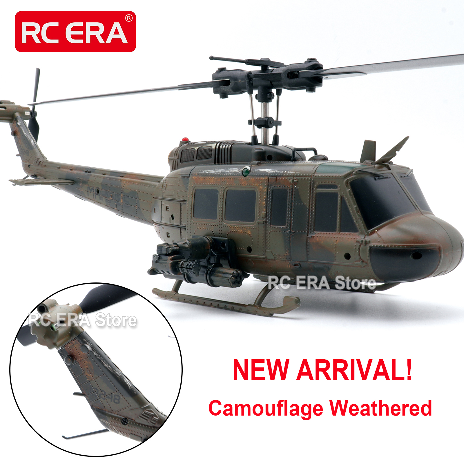 RC ERA 迷彩風化 C032 UH1 ヒューイ RC ヘリコプター 2.4 グラムジャイロオプティカルフロー TOF 安定化リモートコントロールのおもちゃ大人
