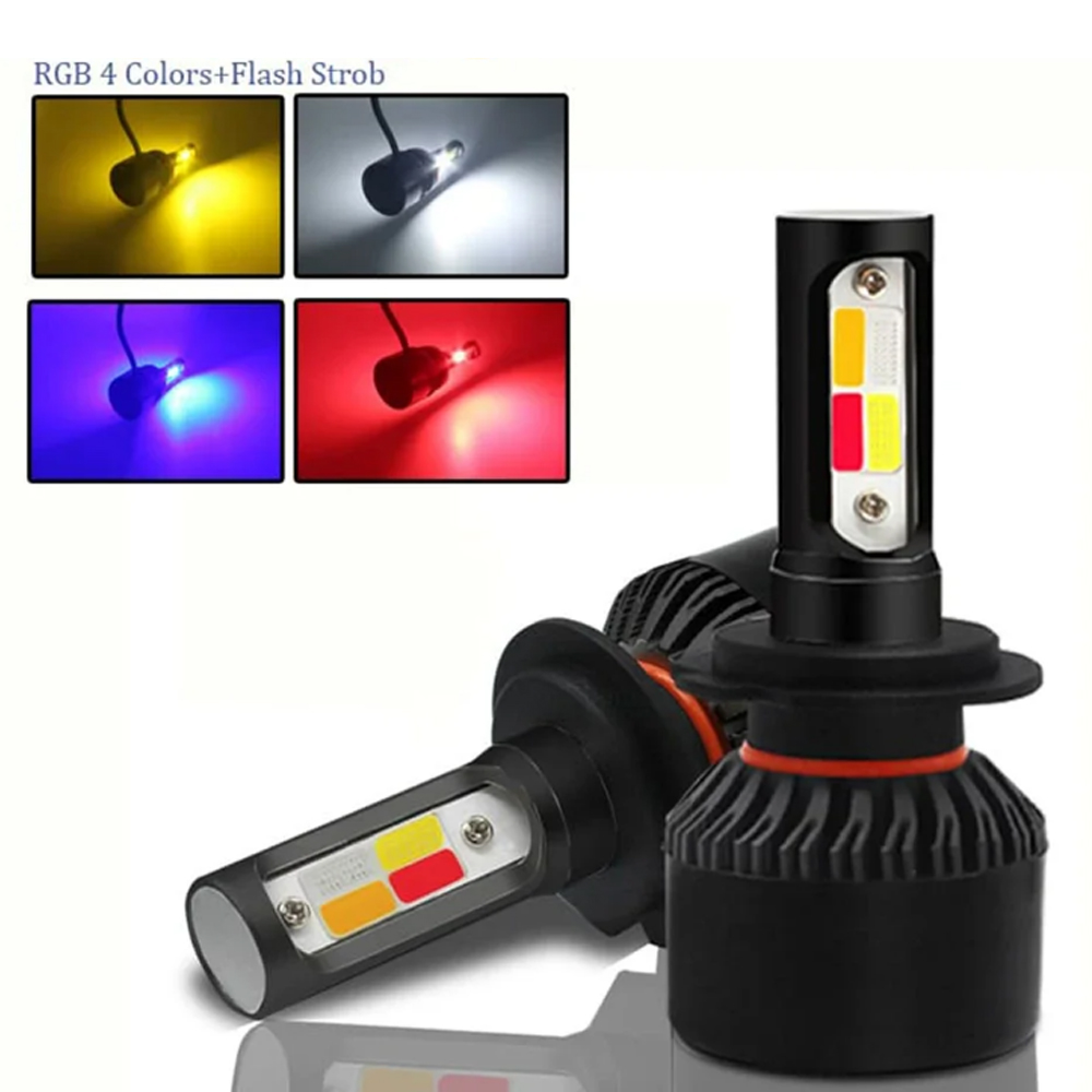 4 色ストロボ H7 カーライト LED Canbus H4 H8 H11 9005 9006 フォグランプ点滅 LED ヘッドライト電球ターボオートバイヘッドランプ