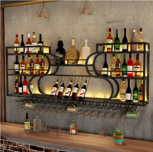 #@Factory-made wall-mounted iron art wine cabinets, display cases for antiques, wall-mounted bar counter, display cabinets
