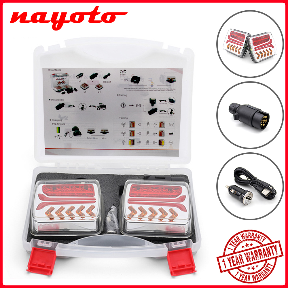 1 セット 12V 24V ワイヤレス磁気 LED トラックテールライトトレーラーリア信号警告ブレーキライトランプバスキャンピングカートラックキャラバン RV