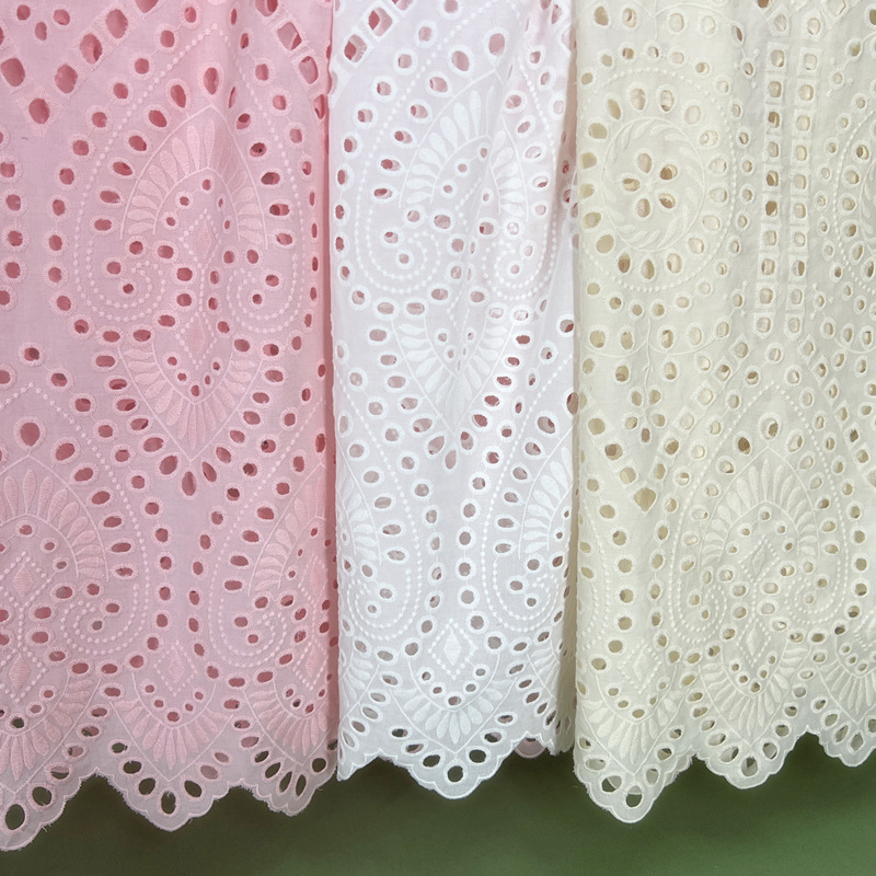 1 ヤード綿 100% 刺繍入り服ビッグ幾何学パターン綿レース毎日の女性のドレス衣服ドレスシャツ生地
