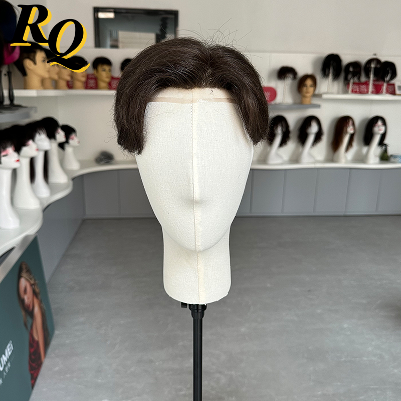 メンズかつらヘアシステム Q6 地下 PU レースベースプレスタイル男性かつらヘアピースナチュラルプレスタイルメンズかつら髪の交換