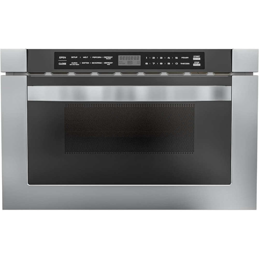 24インチ ステンレススチール 電子レンジ引き出し 1.2立方フィート 1000W 壁掛け式 10段階の調理レベル メモリータイマー 平底