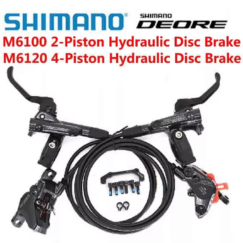 シマノ DEORE M6100 M6120 油圧ディスクブレーキセット 2 ピストンまたは 4 ピストンブレーキ フロント