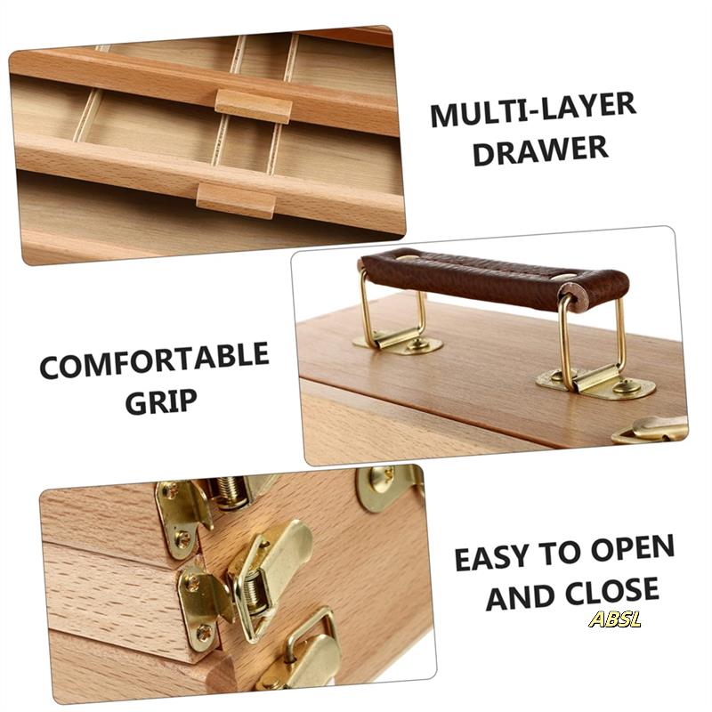 Wood Desk Table Easel - Handcrafted Beechwood Desktop Easel & Wooden Art Tabletop Box For Drawing, Painting For Storage