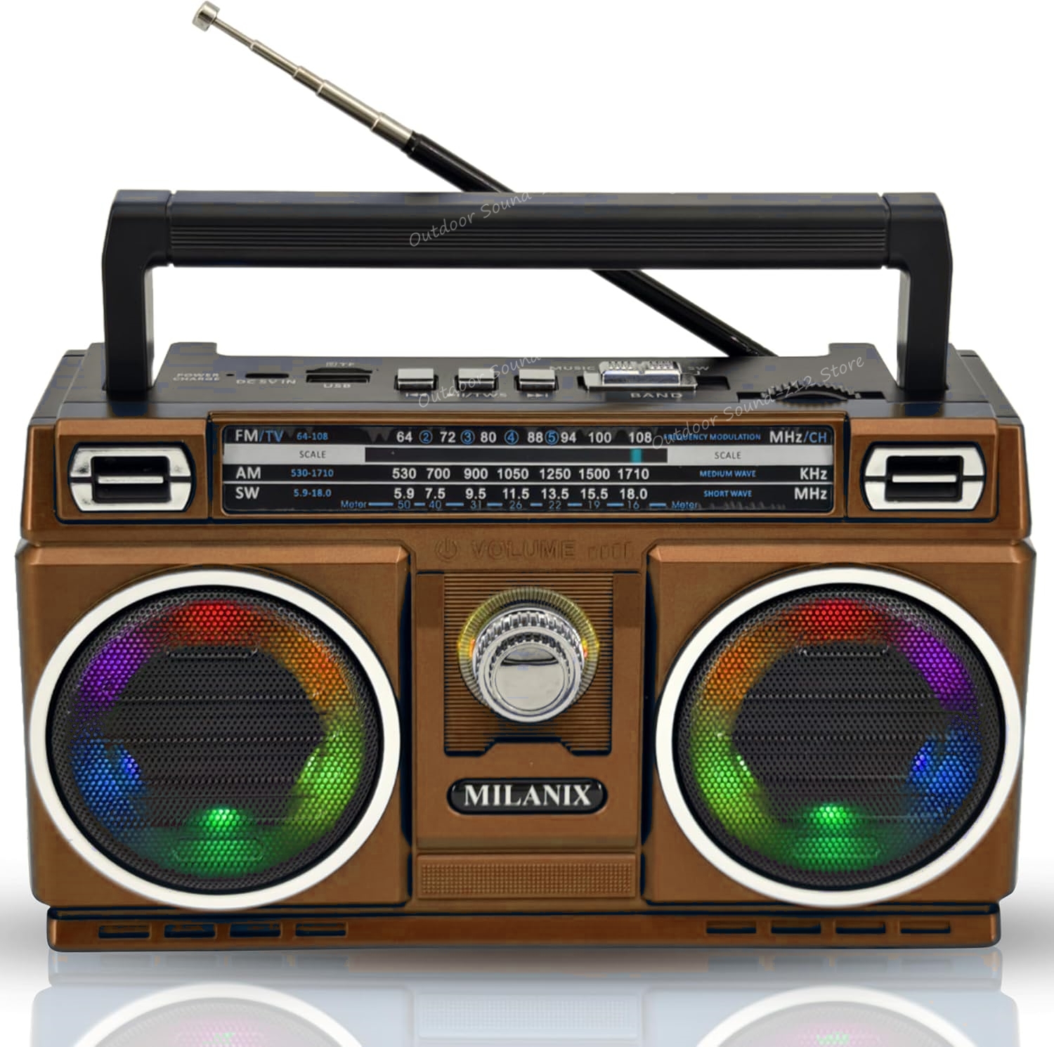 最高の受信トランジスタラジオ充電式電池式チューニングカラフルなライトポータブルラジオ AM FM Bluetooth スピーカー付き