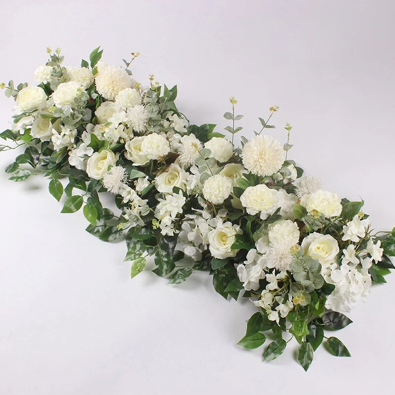 100 センチメートル高級ホワイトローズ造花行結婚式のテーブルセンターピース花背景壁アーチ装飾パーティーステージ花