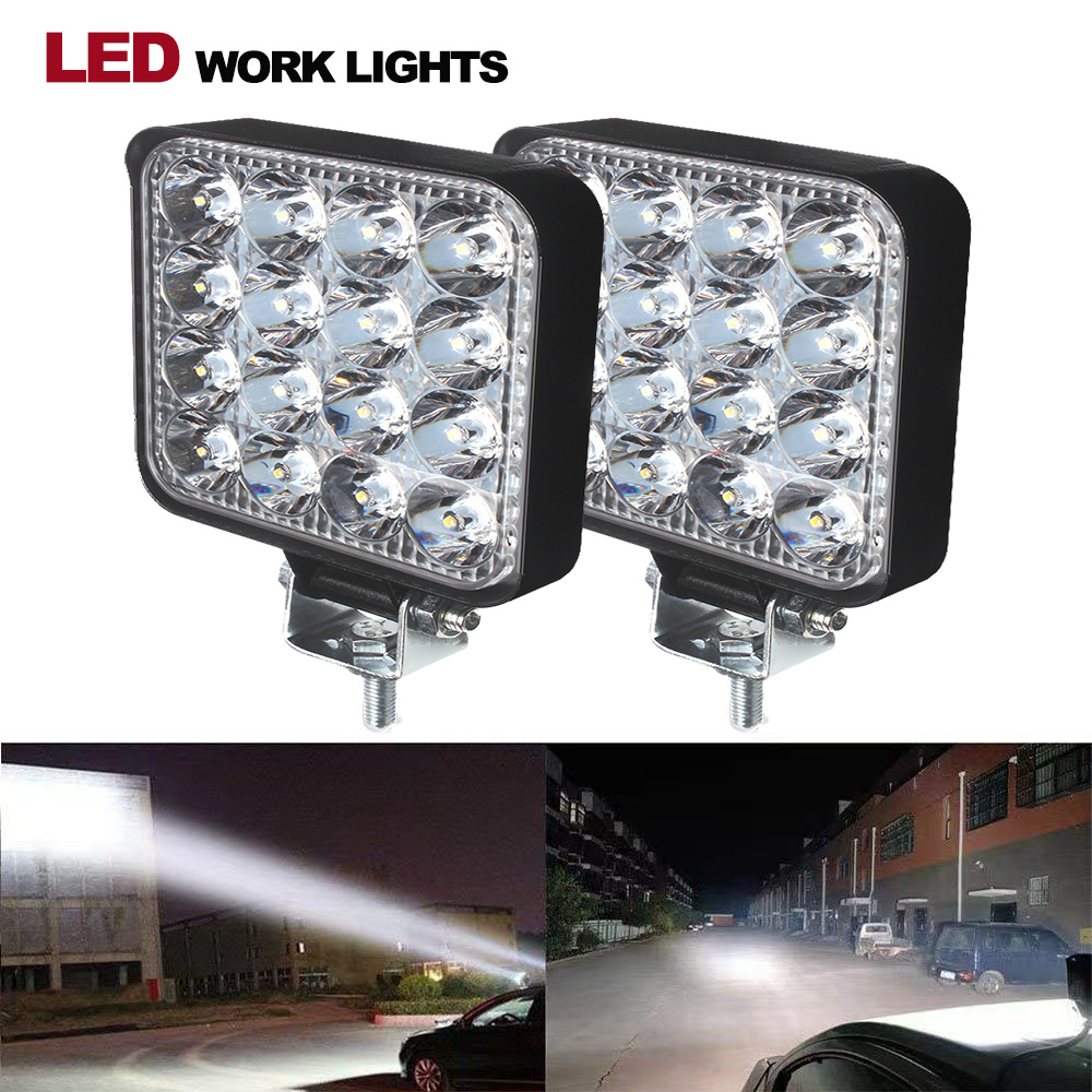 12-24V 防水 Led ワークライトバースクエアスポットライト 48 ワットワークライトヘッドライト SUV トラックオフロード 4 × 4 夜間駆動ライト