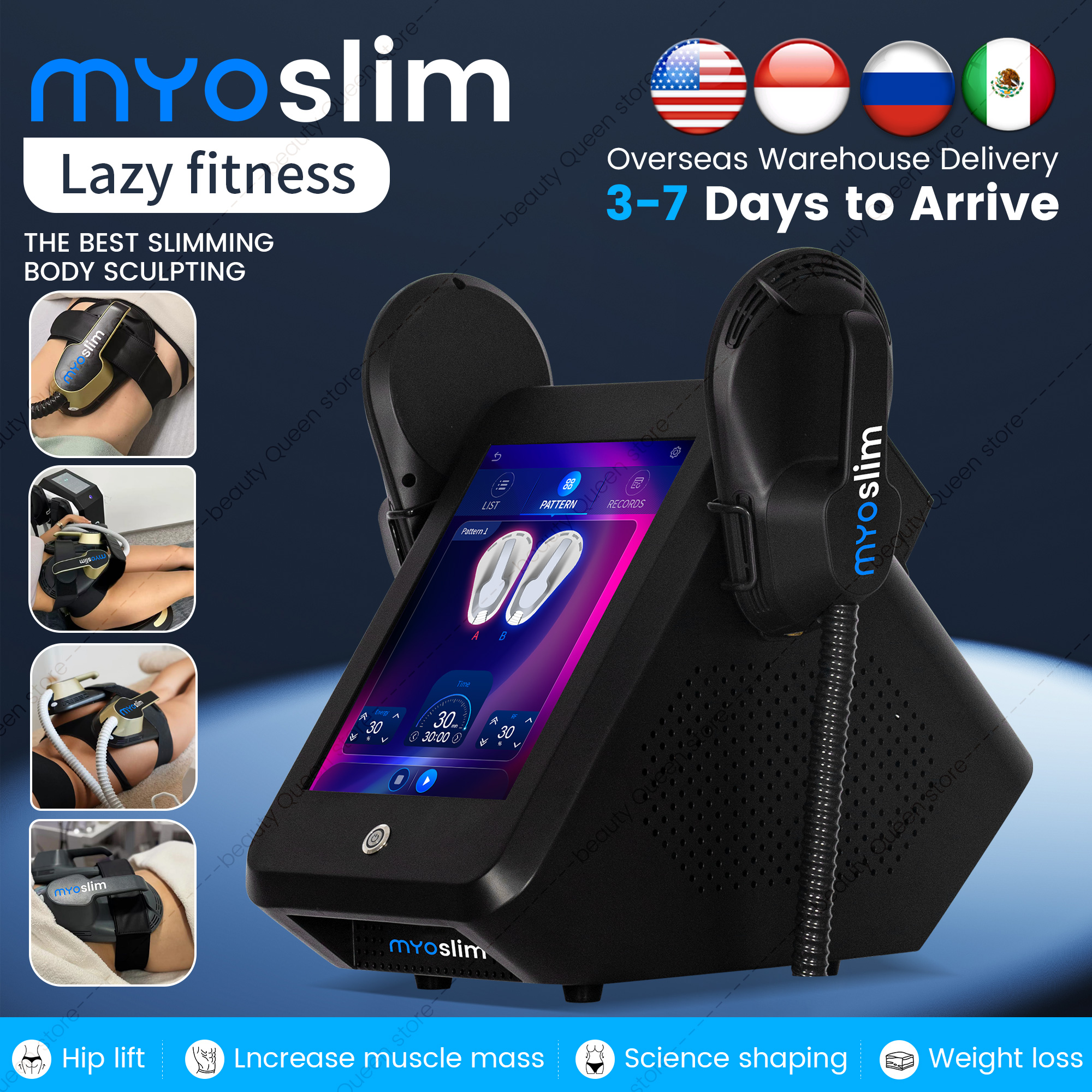 Myoslim 6500 ワット高エネルギー RF ボディ痩身マシンポータブル電磁筋肉刺激装置脂肪除去と減量のため