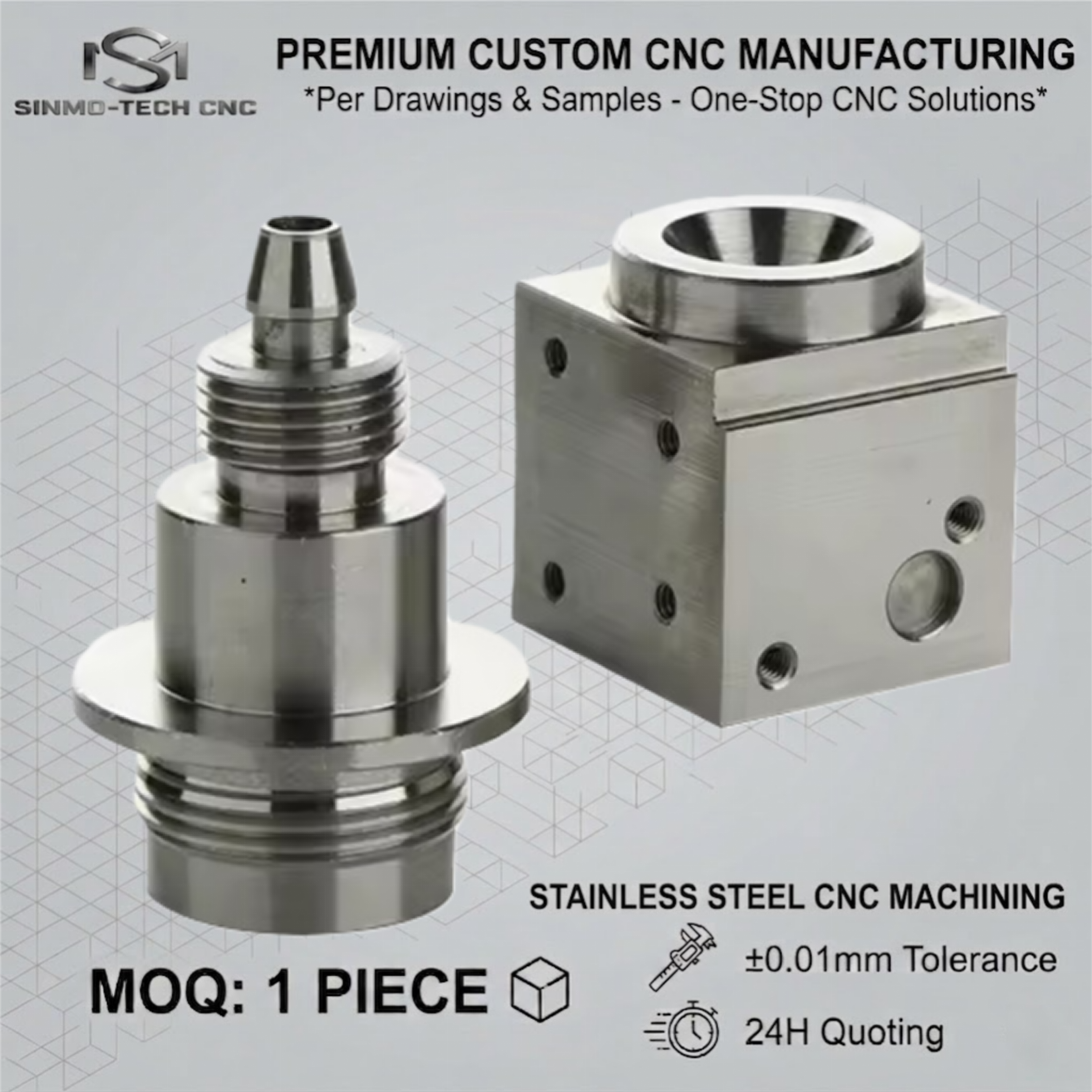 カスタム 5 軸 CNC ステンレス鋼機械加工、精密 SS316L 海洋海洋部品フライス加工、複雑な医療コンポーネント、1 個
