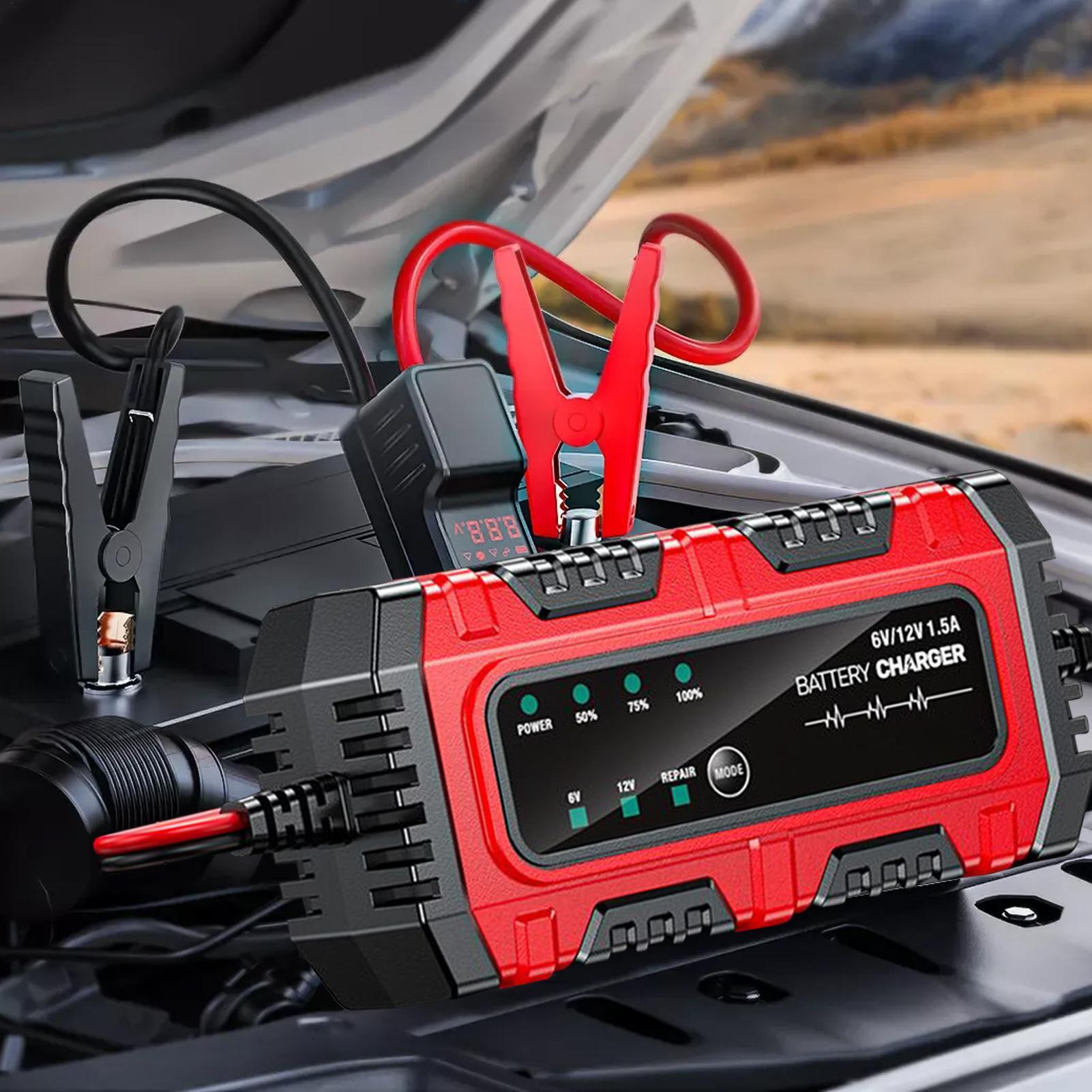 車のバッテリートリクル充電器とメンテナー 1.5A 6V/12V トラックトリクルバッテリー充電器自動入札メンテナーオートバイ用