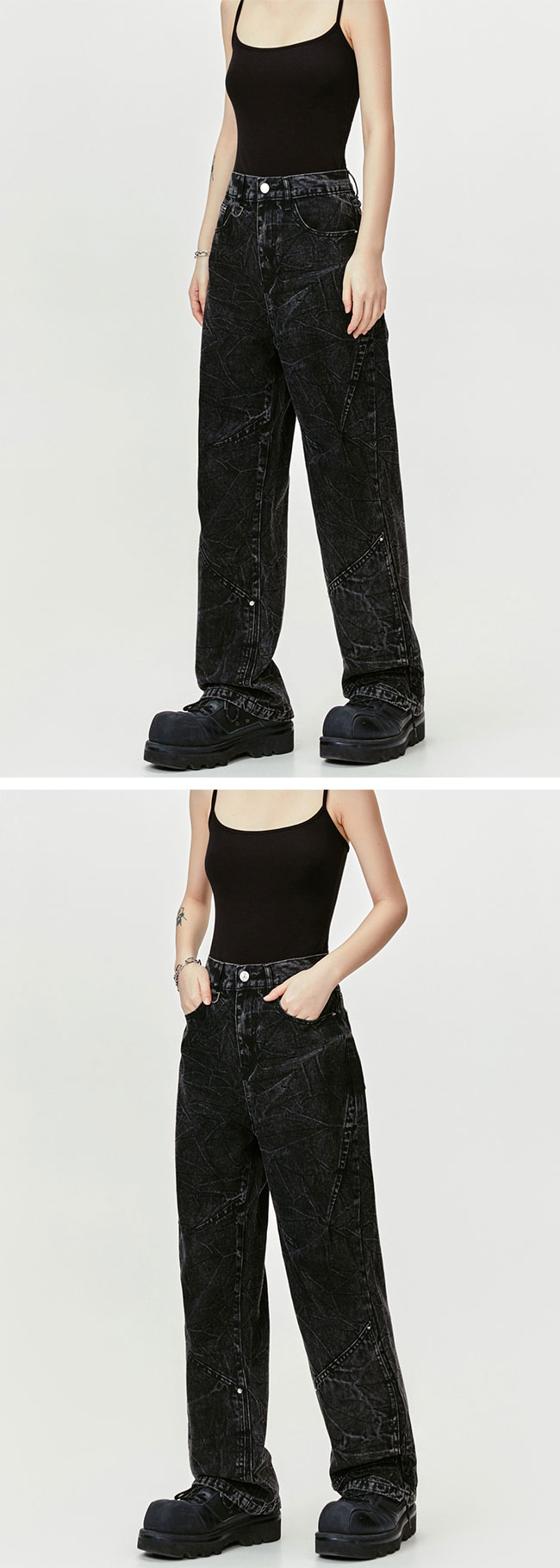 女性の高品質コットンデニムジーンズヴィンテージストレートスタイルミッドウエストブランドXLズボンドロップシッピング